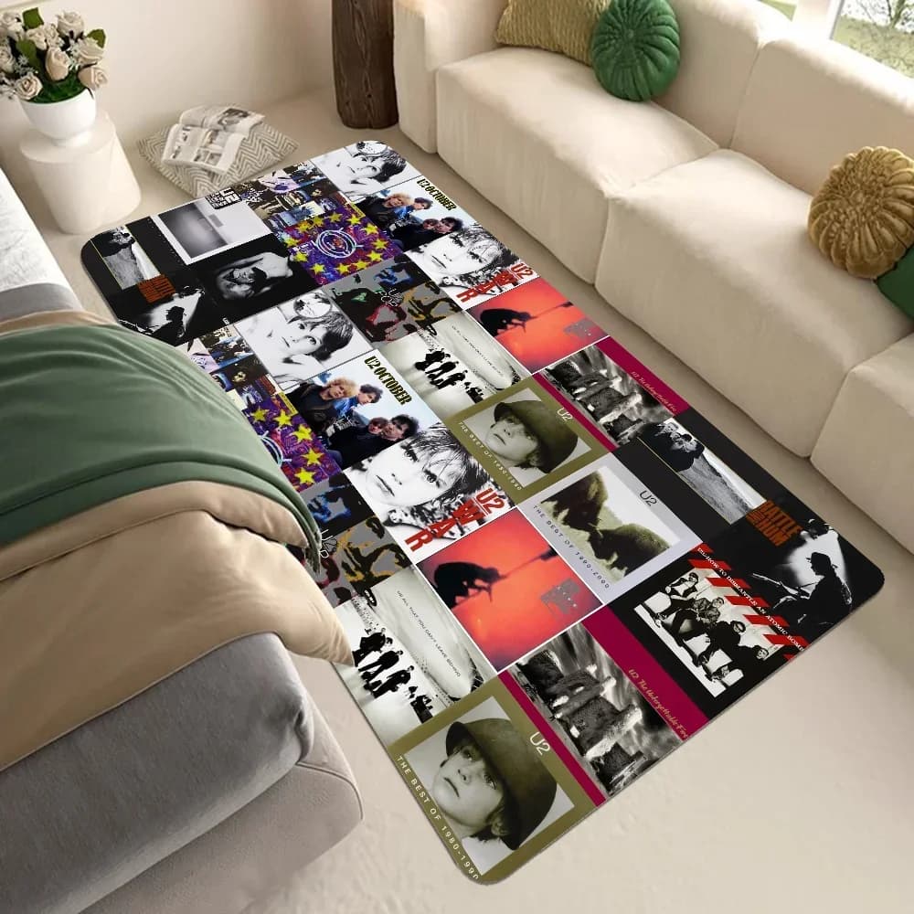 Tappetino con stampa a fascia U-U2 tappetino rettangolare antiscivolo Home Soft Badmat porta d'ingresso tappetino per interni ed esterni tappetino per decorazioni per Hotel