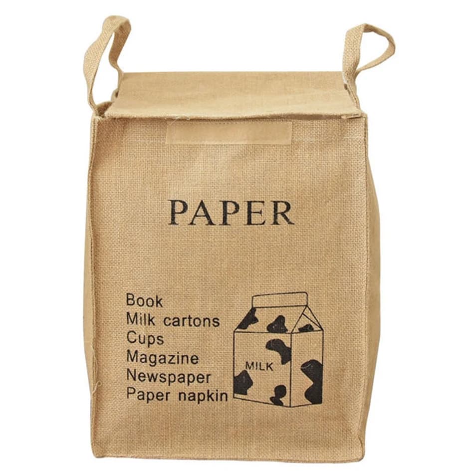 Foldable jute storage bag, portable jute bag for domestic stationery items various toys Organizer basket whitewasher