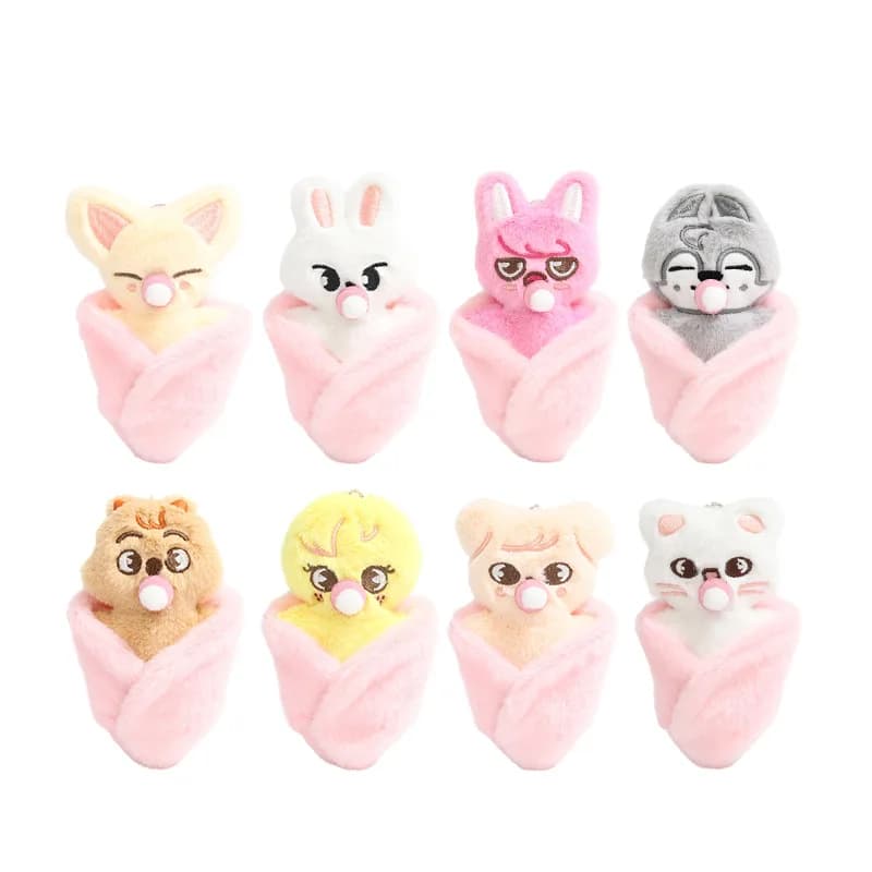2026 4 pollici Skzoo idol support nipple plush doll hanging ornament package decoration keychain toy display piece figurine gift