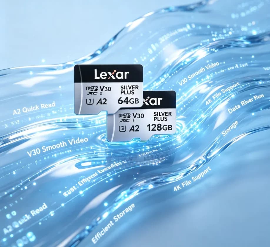 Lexar SILVER PLUS MicroSD Card U3 V30 Smooth 4K Video Capture Memory Card For Mobile Phone Dashcam Action Cam Storage Expansion