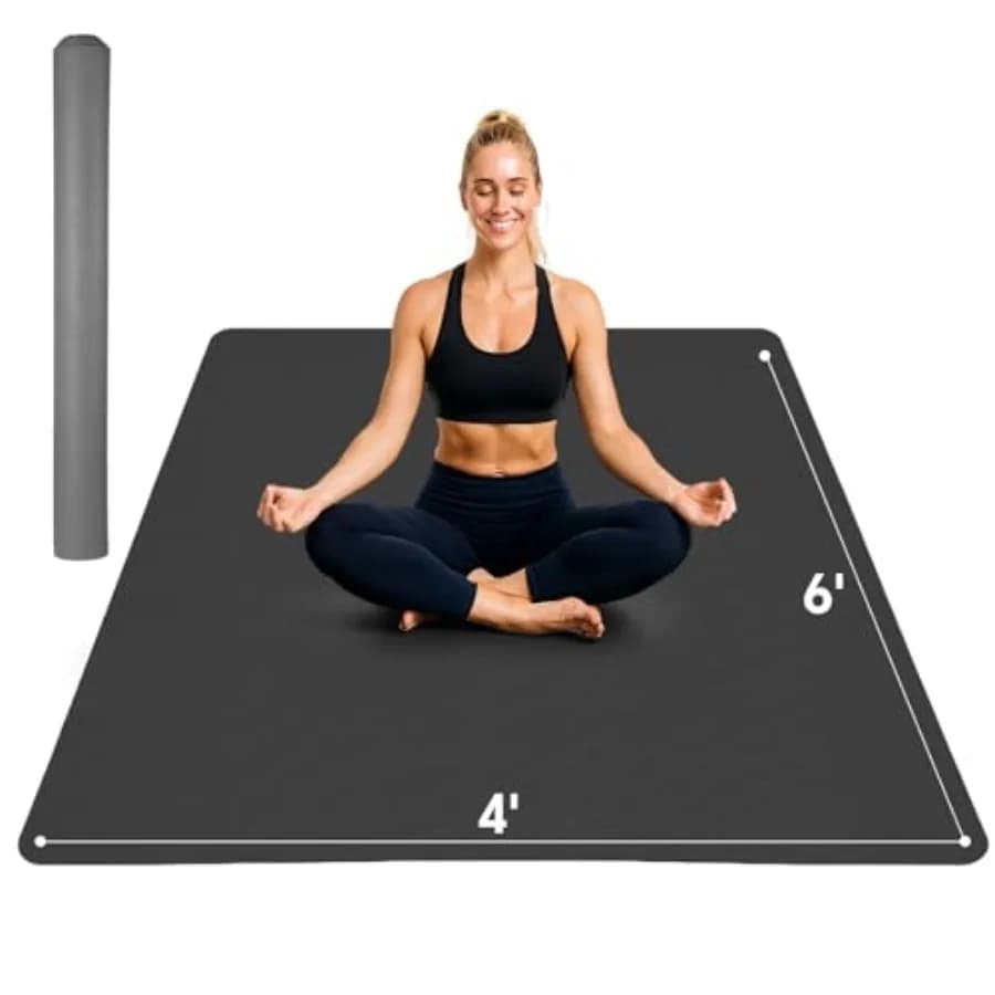 Tappetino Yoga Extra Large 6'x4' 1/3" e 1/4" di Spessore, Antiscivolo, Ultra Resistente, Tappetino Largo per Allenamento, Tappetini Larghi per Esercizi a Casa