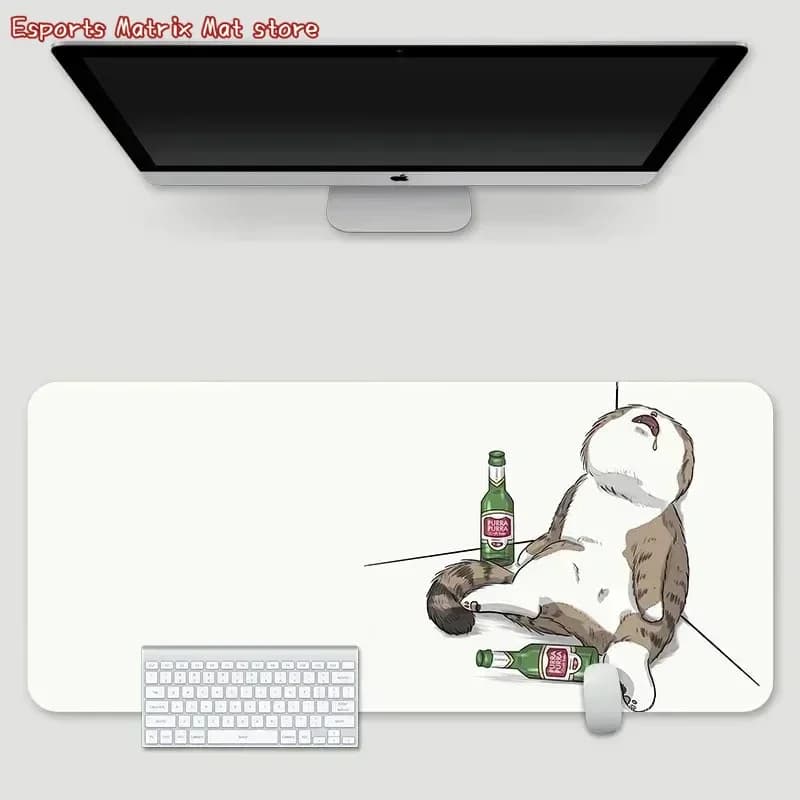 Tappetino per mouse Black Cat Ink Art, tappetino da scrivania, stile anime kawaii, antiscivolo, per tastiera da gioco, per ufficio, lavabile, decorazione