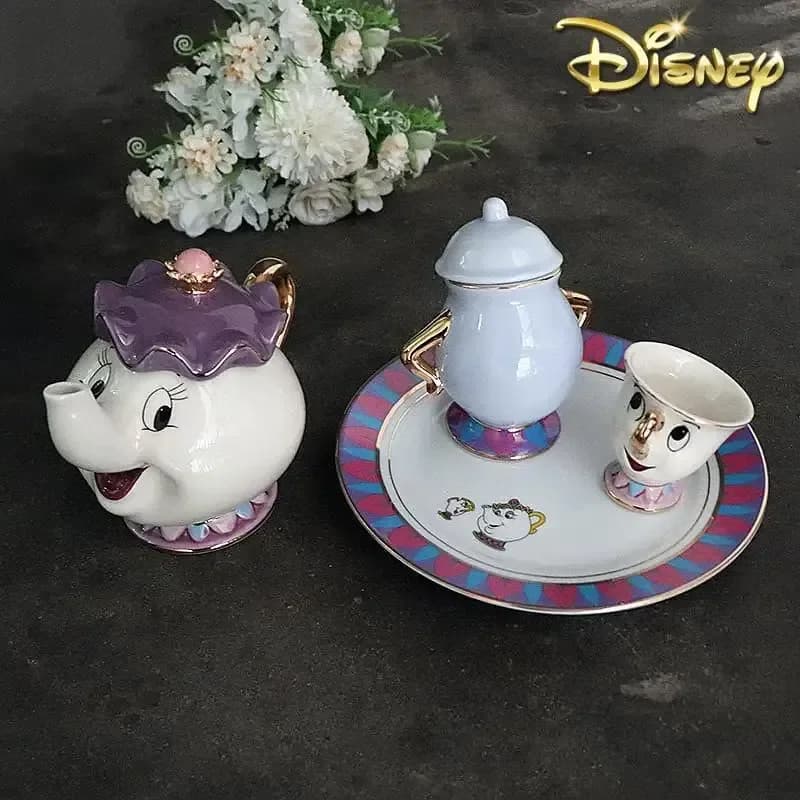 Nuova Teiera Disney, La Bella e la Bestia, Tazze da Caffè, Tazza Mrs Potts, Tazza Chip, Set da Tè, Regali in Dropshipping