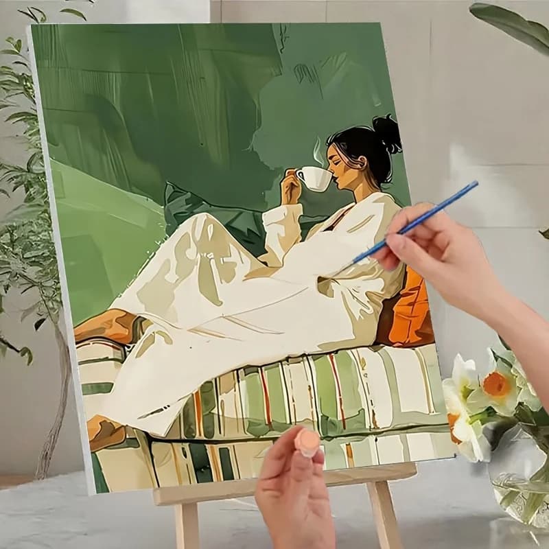 Professional Art Use, 1pc frameless DIY Digital Oil Painting Kit for Adult Beginners - Includes Acrylic Paints, Canvas, 3 Paintb