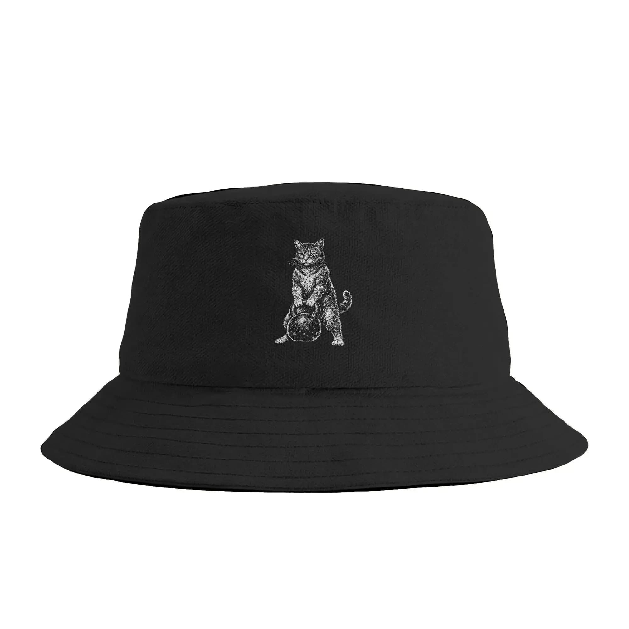 Cappello da Pescatore Divertente con Gatto Istruttore di Kettlebell, Cappello da Pescatore Classico per Esterni, Cappelli con Visiera per Viaggi ed Escursioni