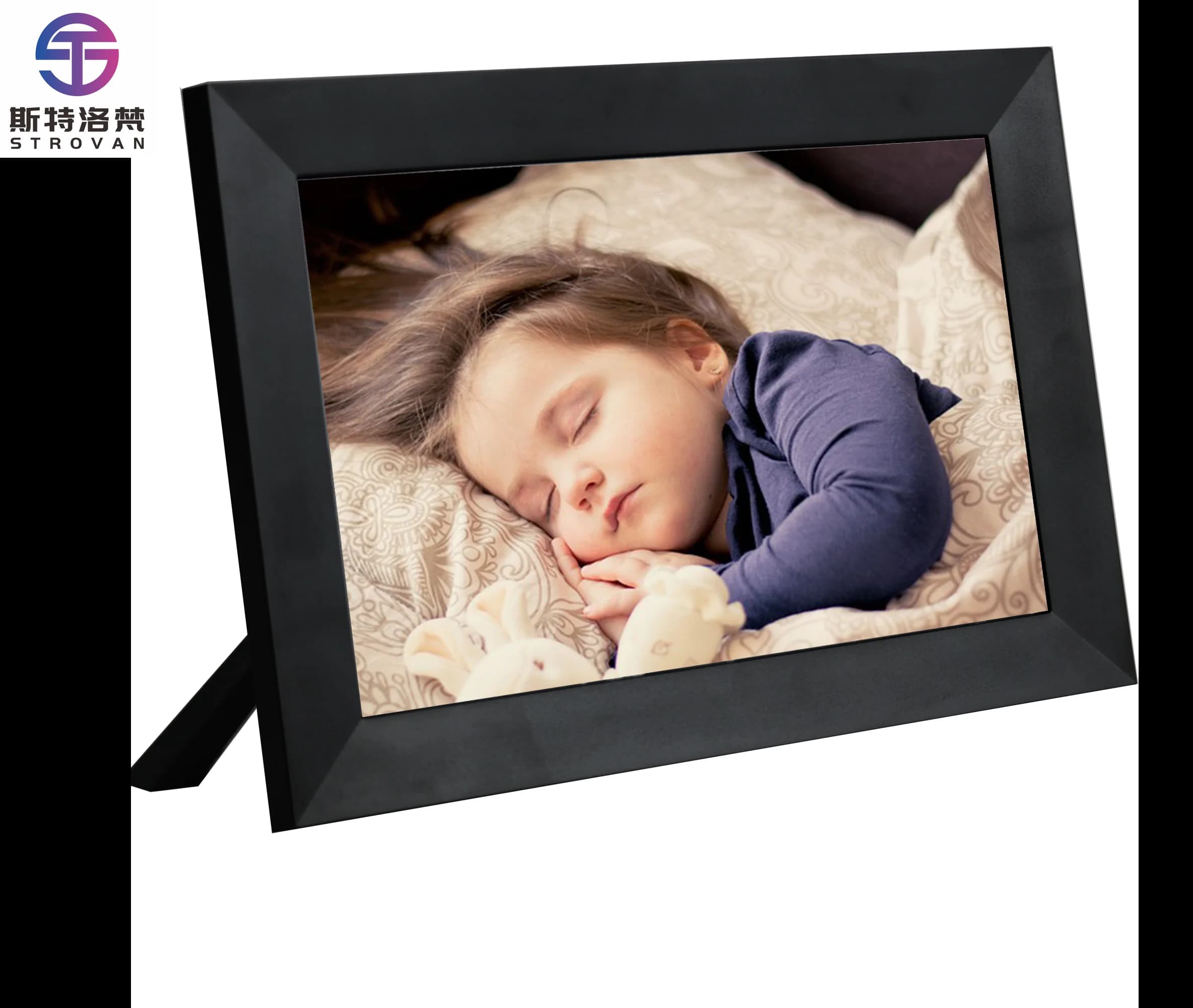 Cornice Digitale WIFI da 10 Pollici con Schermo Touch IPS e Funzione Orologio, Cornice in Acrilico con Condivisione Foto da Ogni Lato
