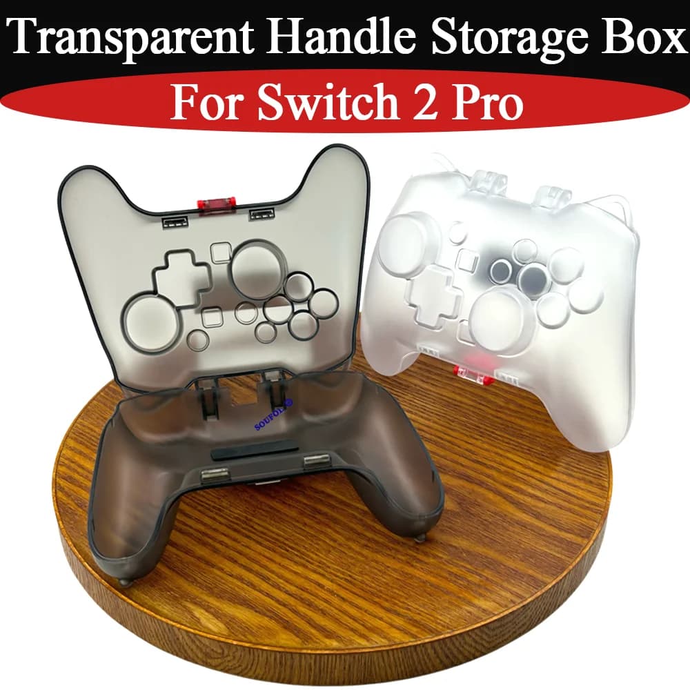 Nuova custodia protettiva trasparente antipolvere per controller Switch 2 Pro, scatola portaoggetti per accessori da gaming