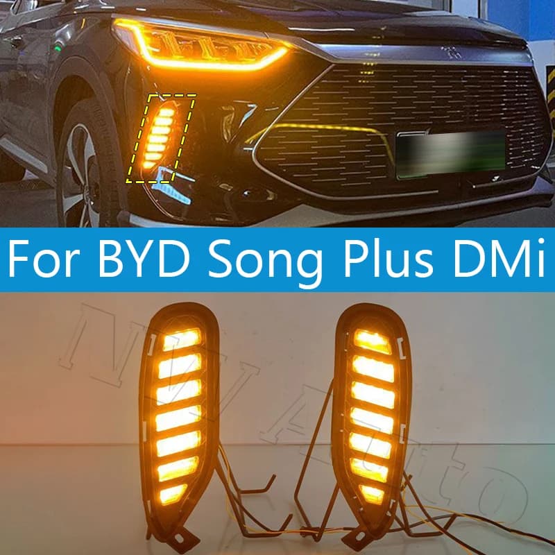 Auto LED Paraurti Anteriore Riflettore Luci Per BYD Song Plus DMi 2021 2022 Freno Avvertimento Arresto Turno Dinamico