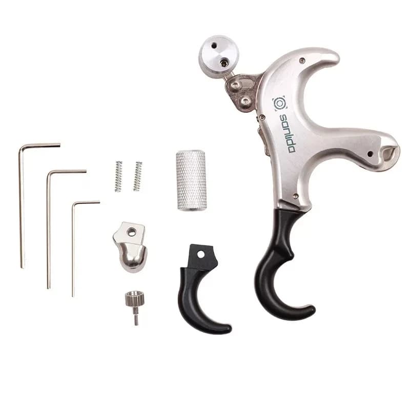 SANLIDA Archery X10 - Grilletto di Rilascio a Pollice per Arco Compound, Regolabile 2/3/4 Dita, in Alluminio CNC 6061, Accessori da Competizione per Tiro al Bersaglio