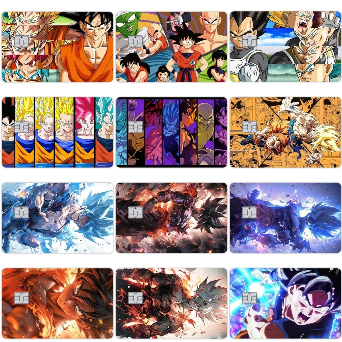 Nuovi adesivi per cover con pellicola glitter Dragon Ball Anime Fashion Figure Pelle in PVC Anti-graffio Banca di credito Debit Bus Visa Card Decor Toy