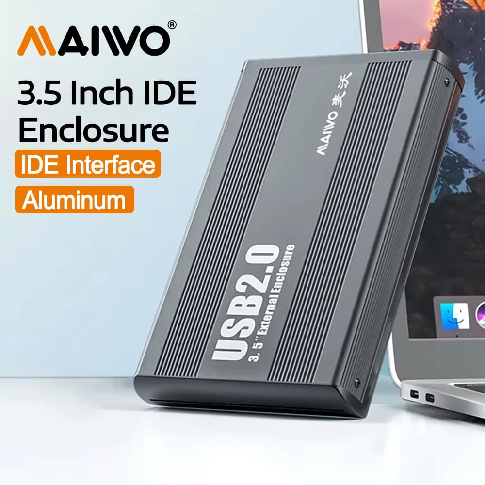 MAIWO Custodia per HDD IDE da 3,5 pollici Adattatore IDE a USB 2.0 Custodia per disco rigido esterno per lettore HDD IDE da 3,5" per PC portatile desktop