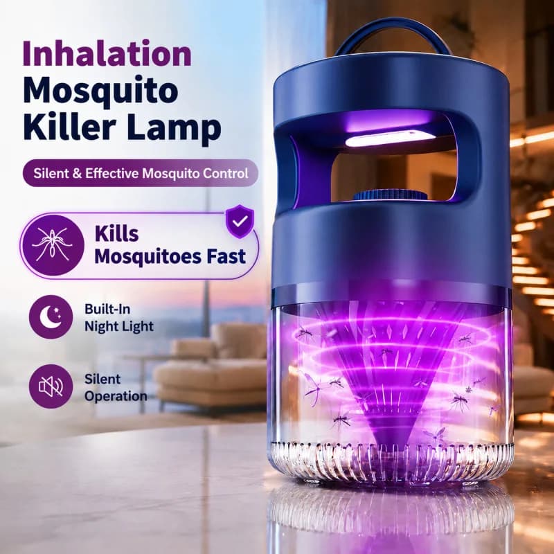 2-in-1 Mosquito Killer Lamp USB Plug-in UV Bug Zapper with LED Night Light Silent Inhalation Trap Portable for Home Camping