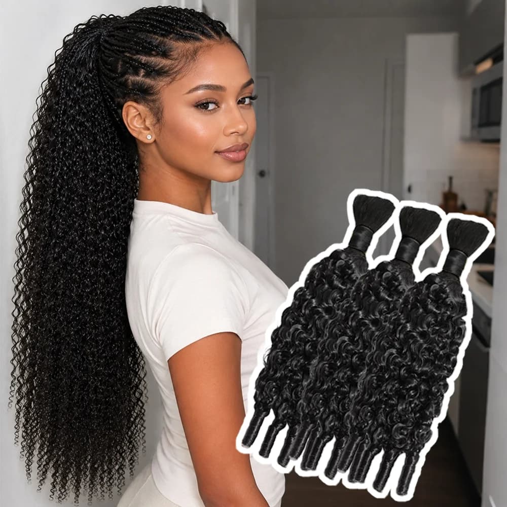 12A Human Braiding Hair for Boho Braids Burmese Curly Spiral Ends Bulk Unprocessed Virgin Hair 1 Bundles/Lot 60g/1Pack Salon-Quality Deep Wave Bulk Human Hair For Braiding