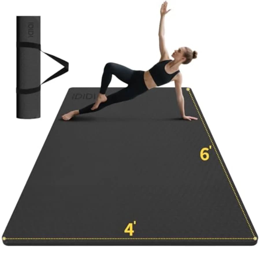 Tappetino Yoga Spesso e Grande 6'x 4' - Tappetino per Allenamento Extra Lungo e Largo per Uomini e Donne, Tappetino Fitness Antiscivolo in POE, Ecologico