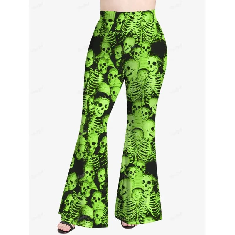 ROSEGAL Pantaloni svasati gotici taglie forti Pantaloni completi con grafica stampata in 3D Donna Leggings larghi in vita elastica casual M PGb;4.f'7;j,3'