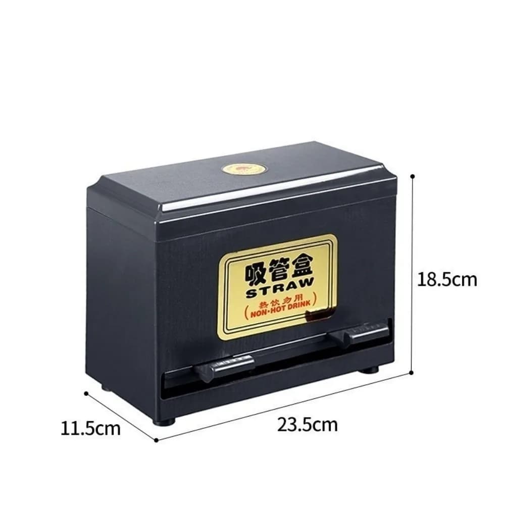 Dispenser di cannucce in plastica Scatola di immagazzinaggio di tipo pressatura nera Scatola contenitore per bacchette con presa regolabile Ristorante Caffetteria