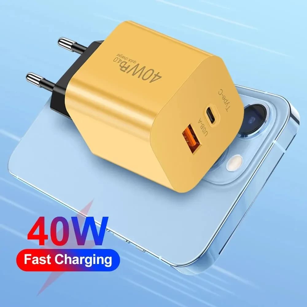 40W Type‑C Wall Charger USB Quick Charge Power Adapter Fast Charging Charger Travel Charger for iPhone Xiaomi 17 Samsung Huawei
