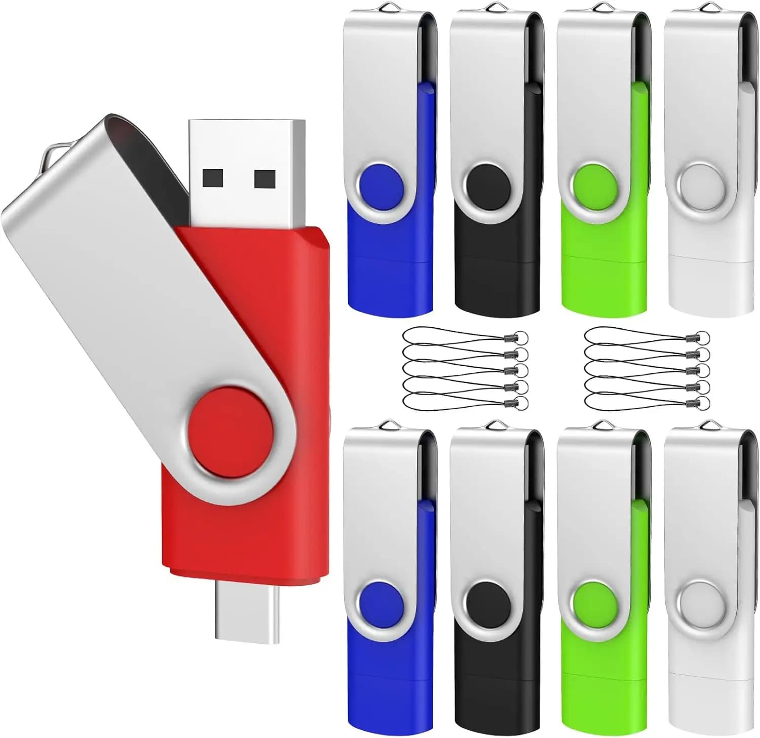 Chiavetta USB C da 16GB, Confezione da 10, Dual Type C Compatibile con iPhone 17/16/15, Smartphone Android, Computer