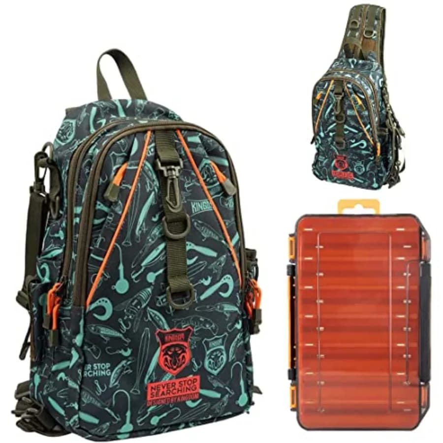 Borsa porta attrezzatura da pesca con scatola per esche, zaino da pesca impermeabile con porta canna, borsa per attrezzi da pesca