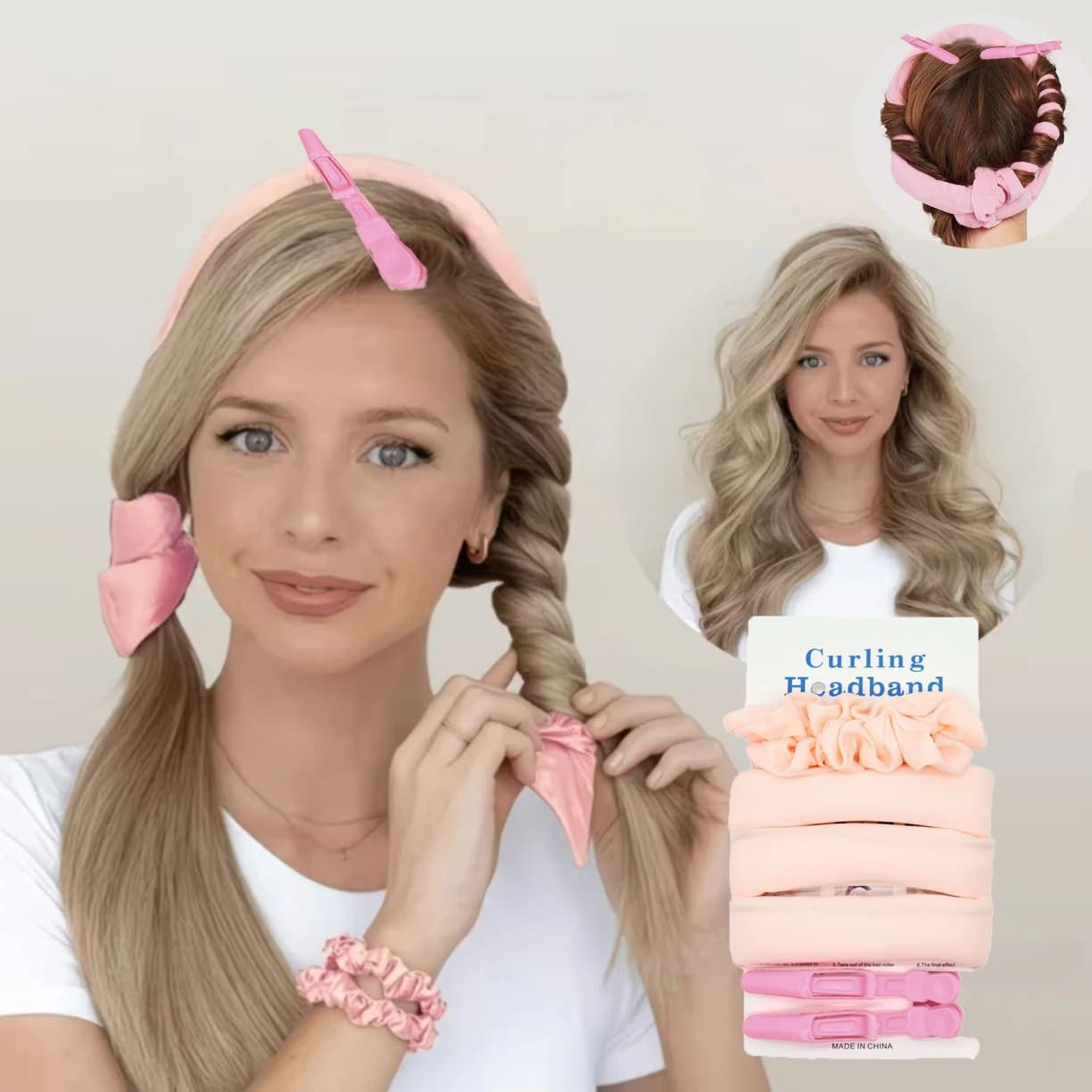 Heat-free hair curlers for Long Hair, Portable curler with Ultra Soft Fiber, Heat-Free Set, 1 Set