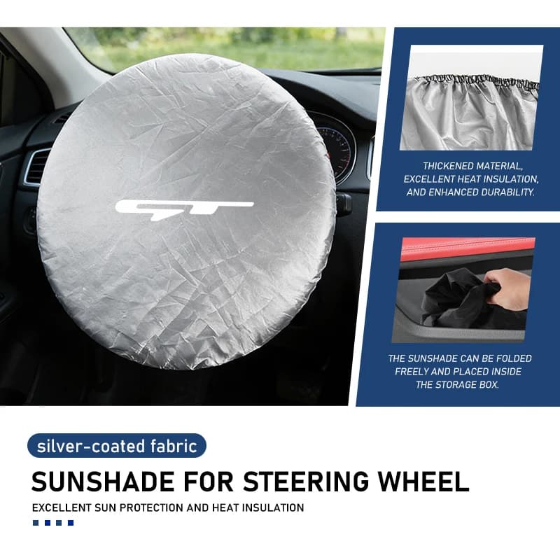 For KIA Car Steering Wheel Sun Shade Cover Silver Anti-Heat Sunscreen Cover GT Carens Stonic Ceed Sportage Rio K5 K2 Optima K3