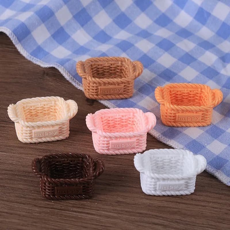 Cestino portaoggetti da tavolo in miniatura 1/12 per casa delle bambole, mini scatola fai da te in resina simulata