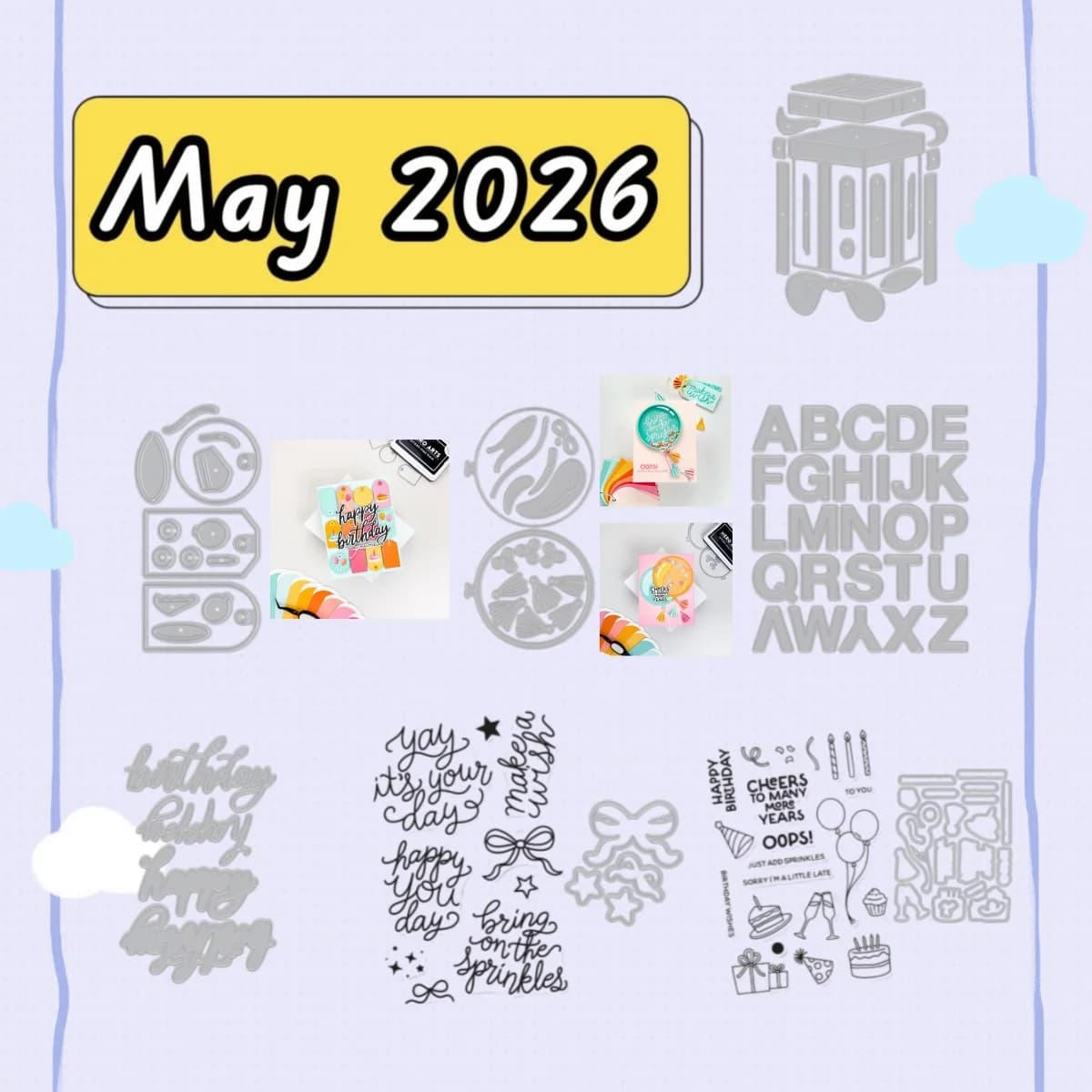 Nuovi Stampi in Metallo per Palloncini di Compleanno e Timbri Trasparenti per Decorazione di Biglietti Fai-da-Te, Scrapbooking e Goffratura su Carta, Maggio 2026