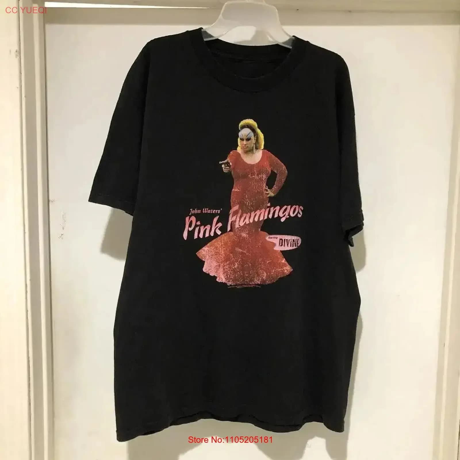 Vintage anni '90 John Waters Pink Flamingos Divine T Shirt L Movie Promo Cult Classico vintage lavato moda elegante morbido casual