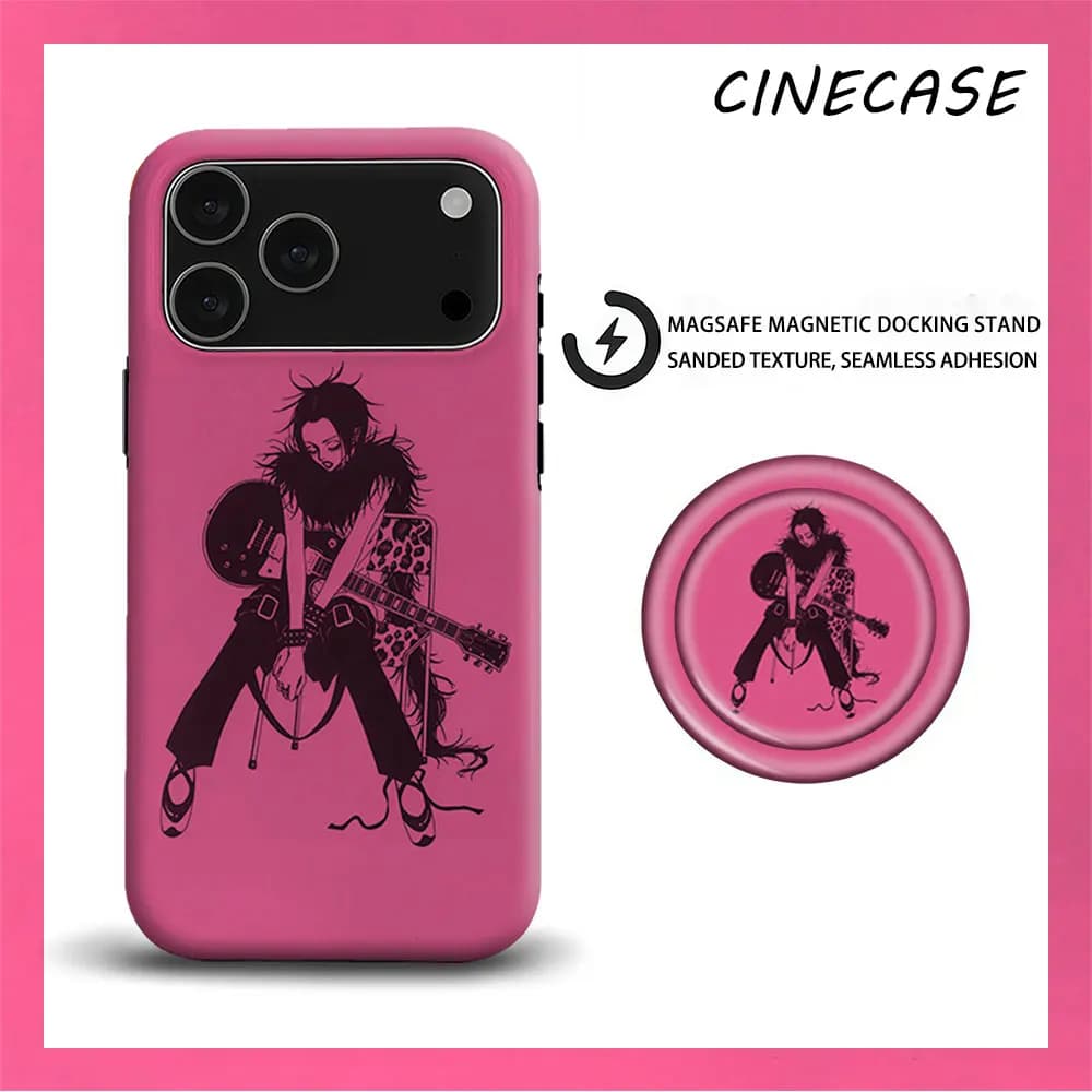 Custodia per telefono Cine Nana Rock Girl 2-in-1 opaca con MagSafe e PopSocket Grip Bumper abbinato per iPhone 17 16 15 14 13 Pro Max