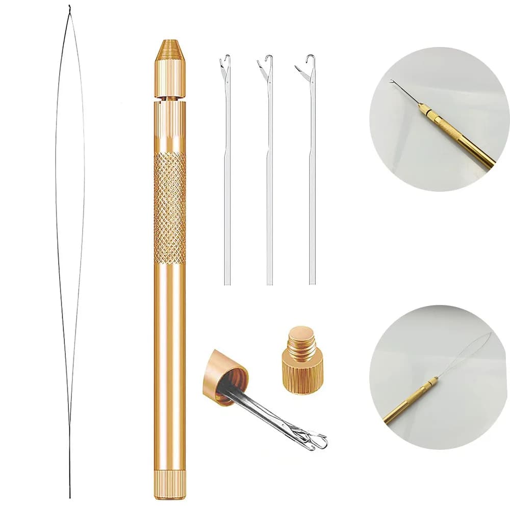 Kit di attrezzi per dreadlock reggae staccabile da 10 pezzi, set di strumenti per perline con manico in metallo per parrucca, uncinetto e estensione dei capelli