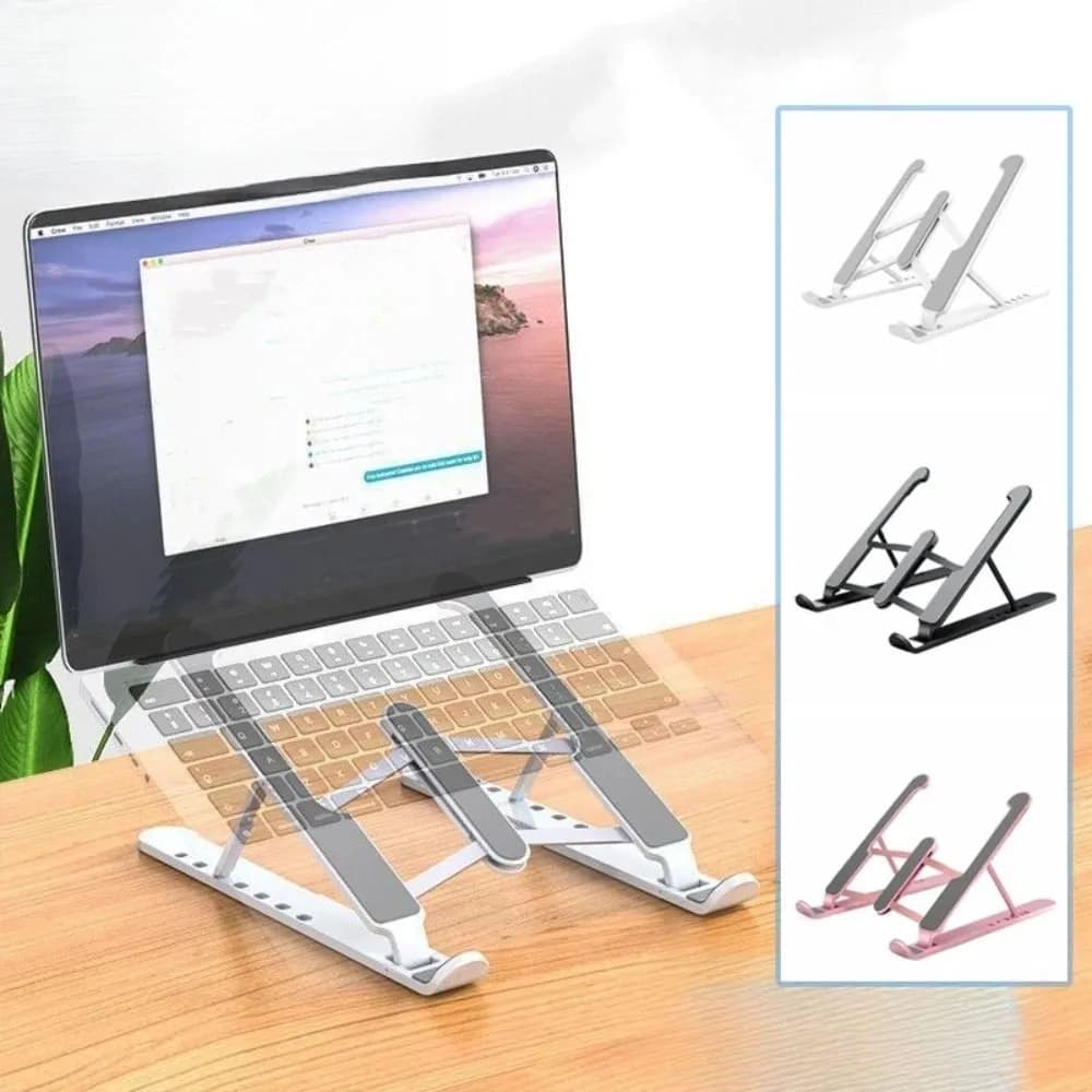 Supporto Portatile per Laptop in ABS, Pieghevole, Base di Supporto per Notebook in Lega di Alluminio, Antiscivolo, con Funzione di Raffreddamento