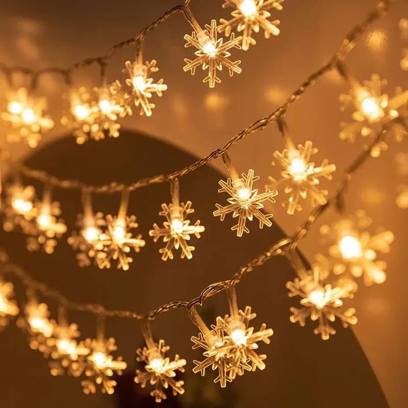 Christmas Decoration Light Battery Powered Garland String Light Snowflake Xmas Tree LED Fairy Light New Year Xmas Gift