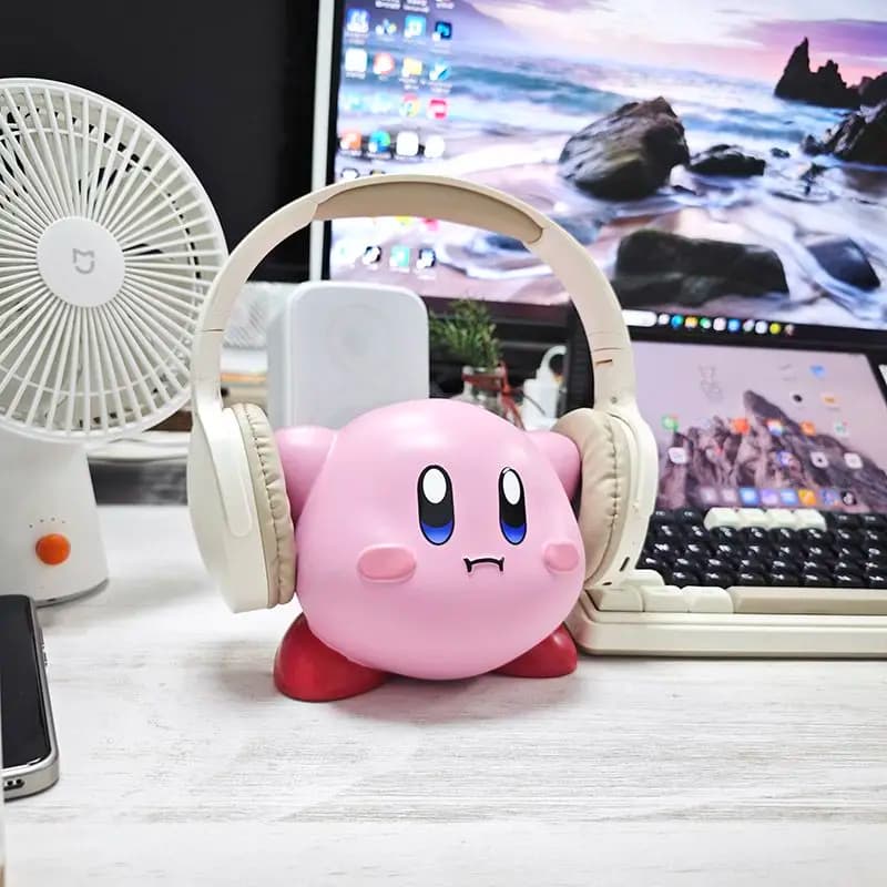 Kirby Pink Gaming Headset Stand Cute Anime Earphone Bracket Gamer Desktop Decoration Room Decor Accessories Gift