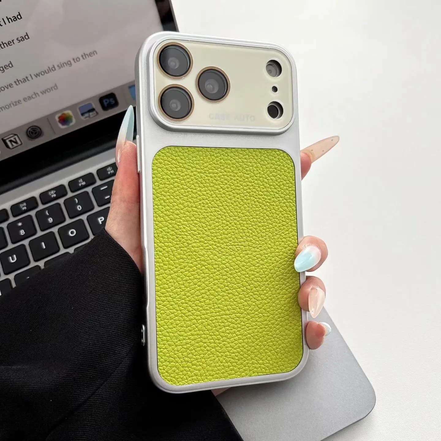 Custodia per telefono in pelle testurizzata di lusso per iPhone 17 16 15 14 13 12 11 Pro Max Plus con protezione obiettivo e ampio finestra, cover posteriore antiurto