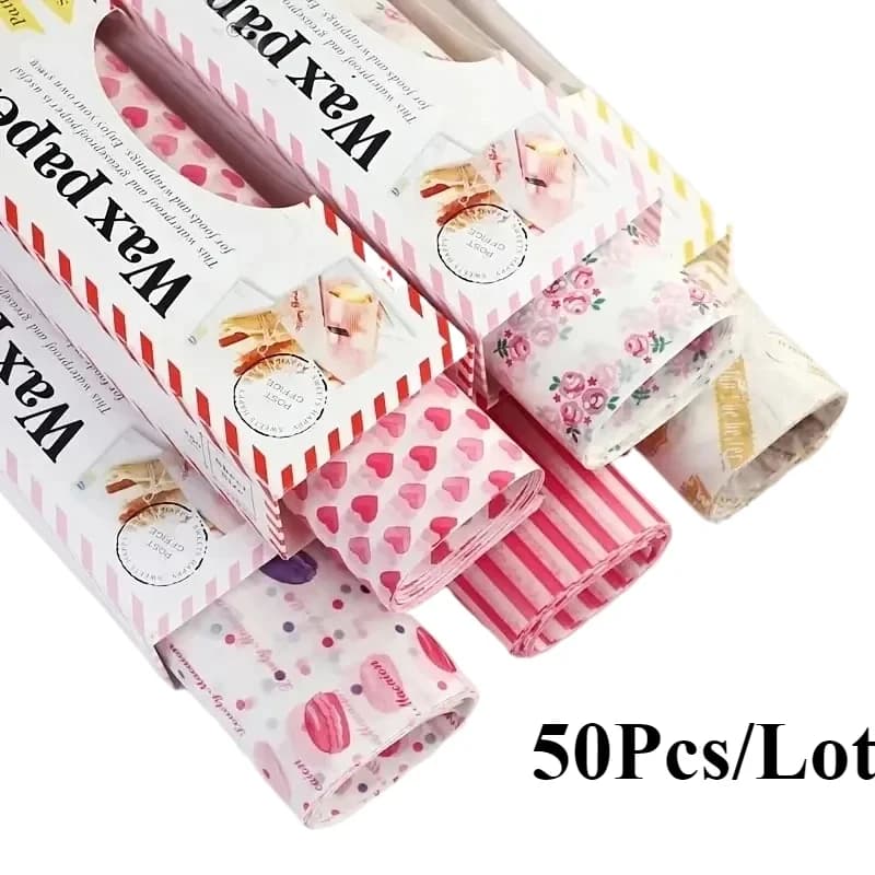 50 pz/1 lotto carta cerata involucri alimentari carta da imballaggio carta da imballaggio per uso alimentare per pane sandwich hamburger carta oleata strumento di cottura