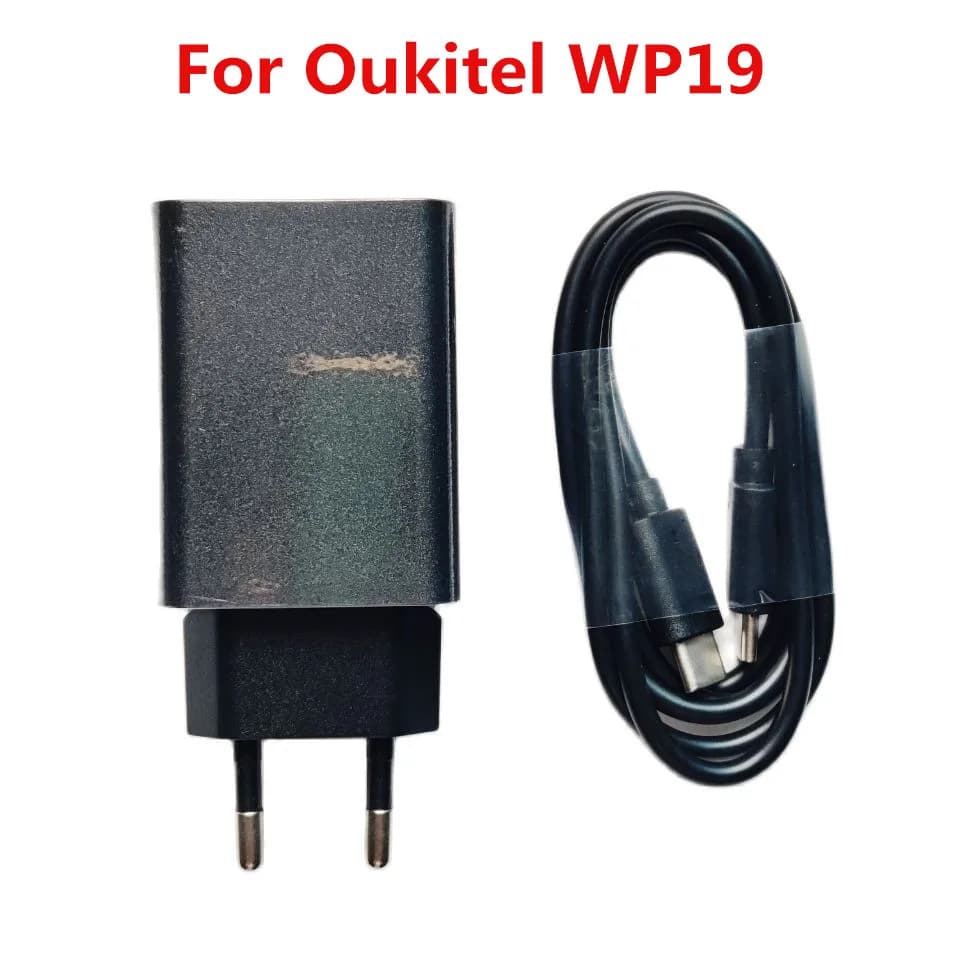 Nuovo originale per Oukitel WP19 adattatore da viaggio per caricabatterie rapido ue per telefono cellulare + cavo per linea dati USB