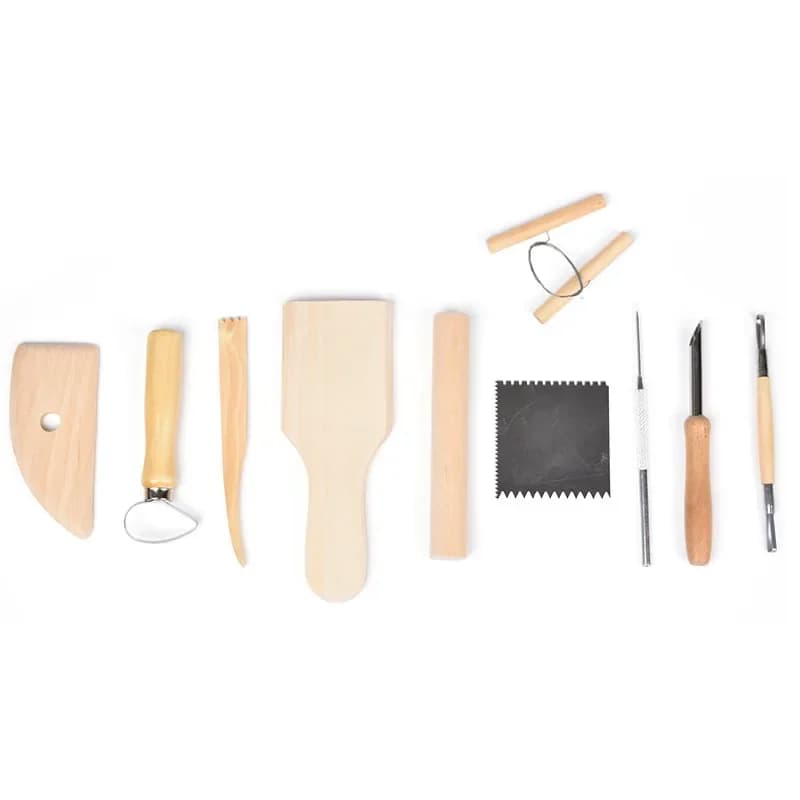 10 pz/set Strumento di Scolpire Strumenti di Ceramica Manico in Legno Set di Ceramica Cera Intagliare Scolpire Levigatura Polimero Shaper Ceramica Strumento di Ceramica