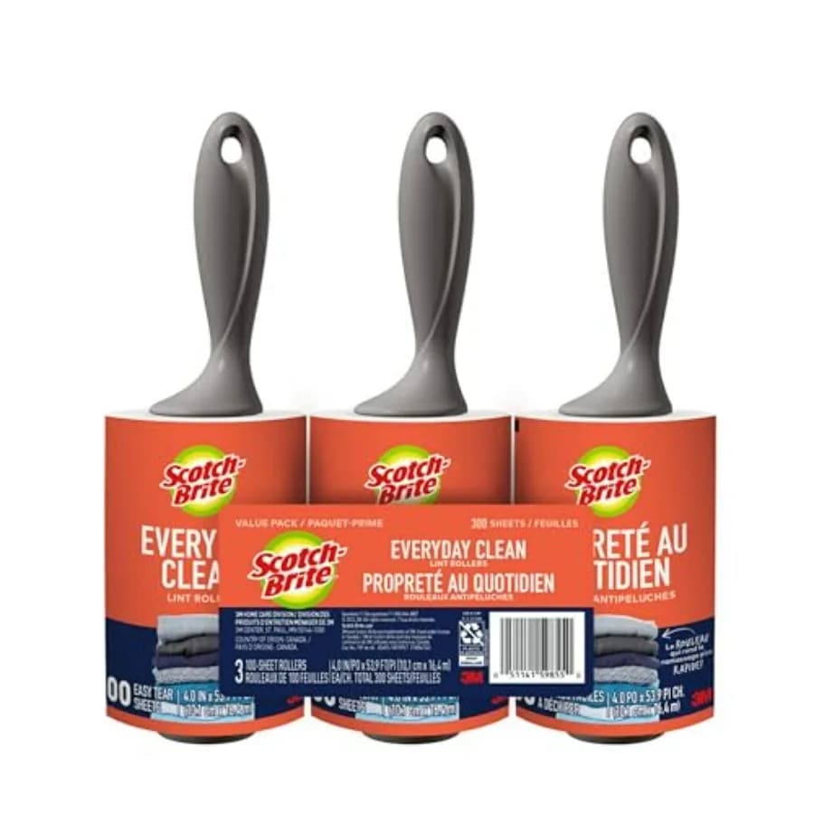 Rullo Levapelucchi Everyday Clean, Confezione da 3, Rimuovi Pelucchi per Peli di Animali Domestici, Vestiti Scuri, Mobili e Superfici Polverose, Raccoglie Peli e Lanugine