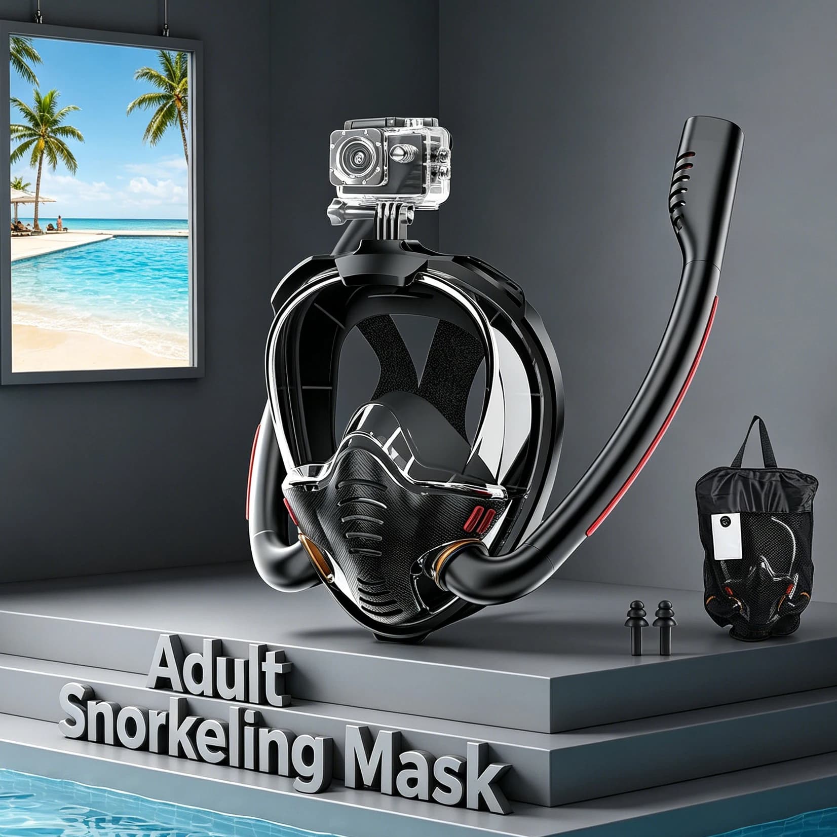 Snorkeling Mask Double Silicone Pipe Mask Fully Dry Diving Mask Adult Swimming Mask Diving Sunglasses Independent Diving for Interior