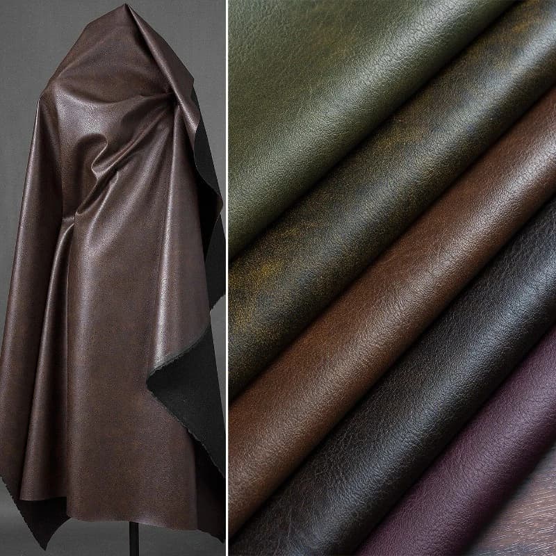 Tessuto in Pelle PU Effetto Vintage e Invecchiato per Giacche, Impermeabili, Borse Fatte a Mano e Progetti di Cucito Fai-da-Te