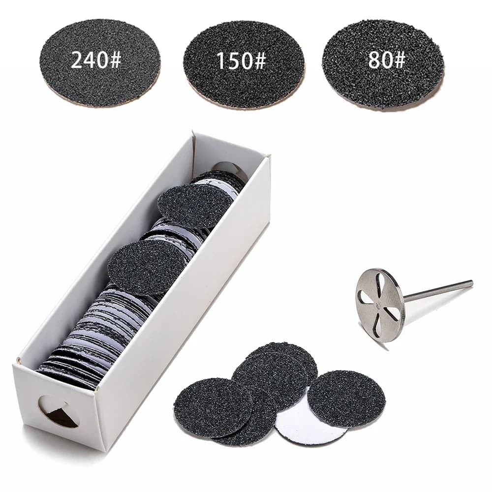 100 pezzi di carta abrasiva sostituibile con disco 25mm cuticola callo rimuovere strumento Pedicure carta vetrata Nail Drill Bit accessori