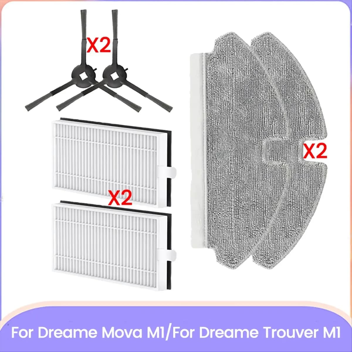 2026 A59P&6PCS Brush Filter Mop Cloth Kit for M1 for Trouver M1 Efficient Household Cleaning Replacement Parts