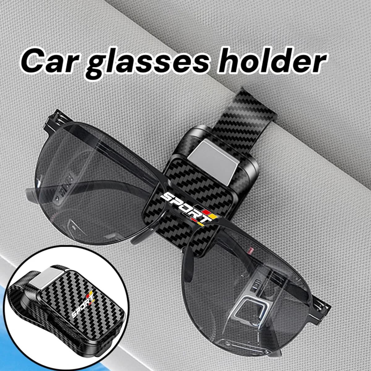 1pc ABS sportivo in fibra di carbonio modello auto visiera parasole occhiali clip per Audi BMW Mercedes Benz VW Ford accessorio interno auto
