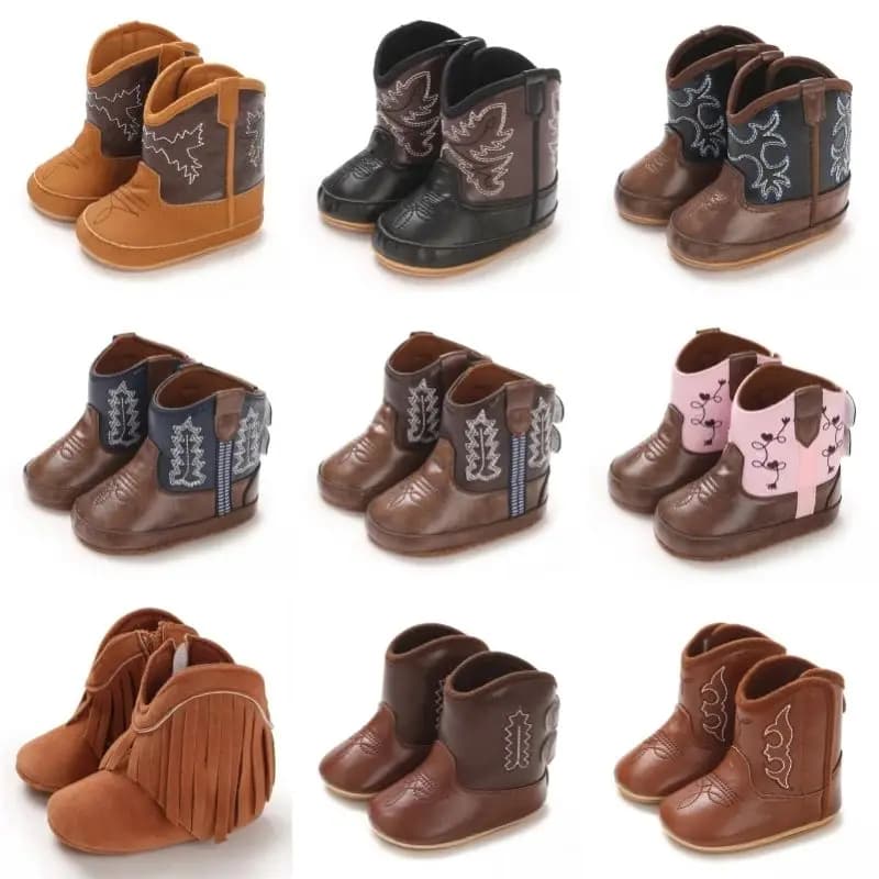 Stivaletti per Neonati 0-12 Mesi, Scarpe Invernali in Denim per Primi Passi, Calde e Casual in Stile Western per Bambini e Bambine
