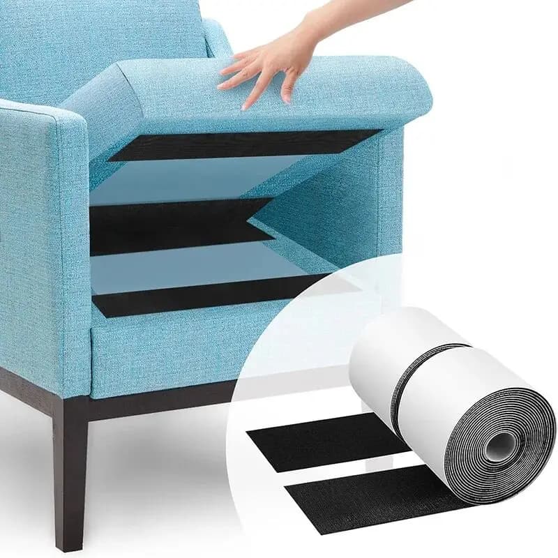 1 Paio di Strisce Adesive in Nylon Antiscivolo da 1/2/3 Metri per Cuscini Divano, Strisce a Strappo per Tessuti e Cuscini da Esterno