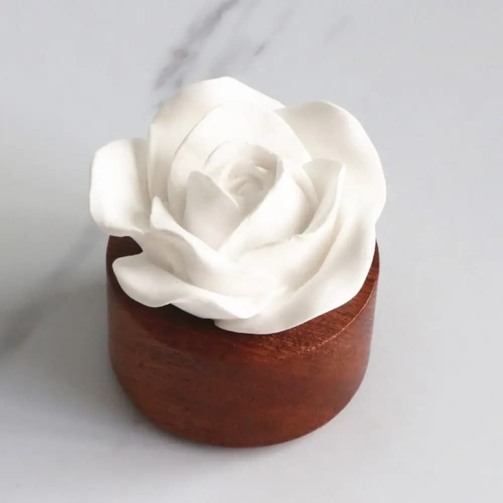 Diffusore di Aromi Floreale con Base in Legno, Deodorante per Auto Portatile Fatto a Mano, Decorazioni Floreali Non Elettriche
