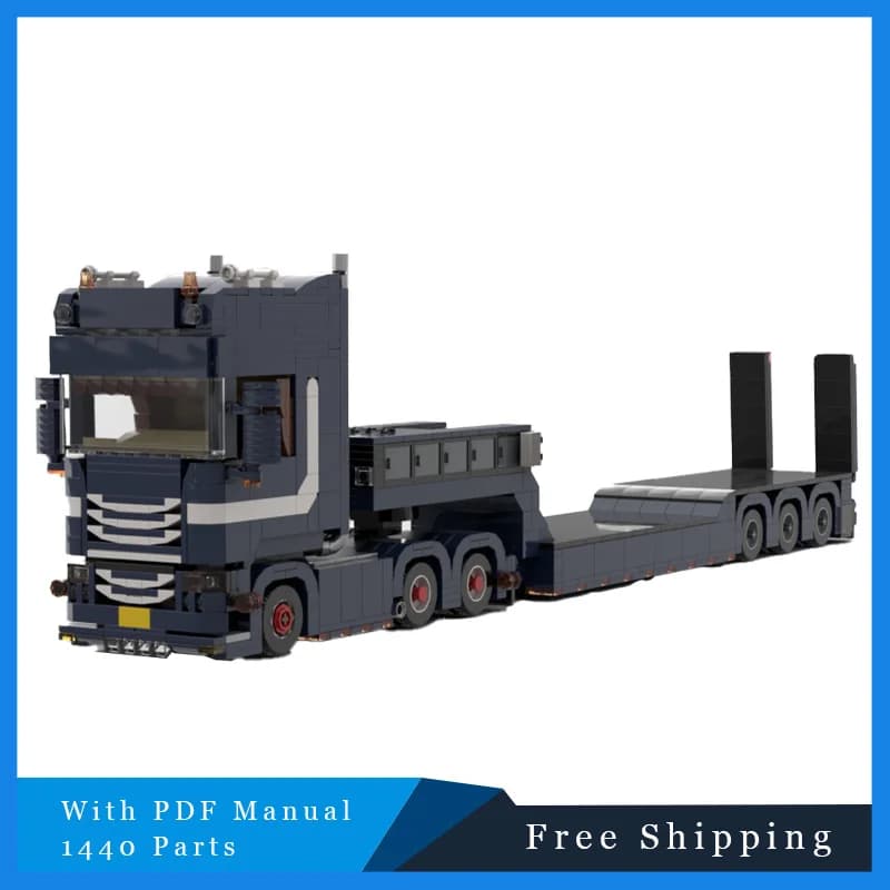 1440 PCS City Car Hauler Blue Truck Model MOC Building Block Heavy Duty Vehicle Construction Engineering Brick Toy Birthday Gift