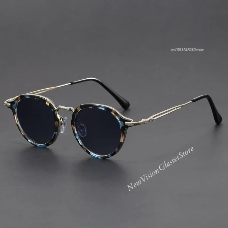 Retro Geometric Round Frame Simple Design UV Protection Men Women Polarized Sunglasses Customizable Prescription