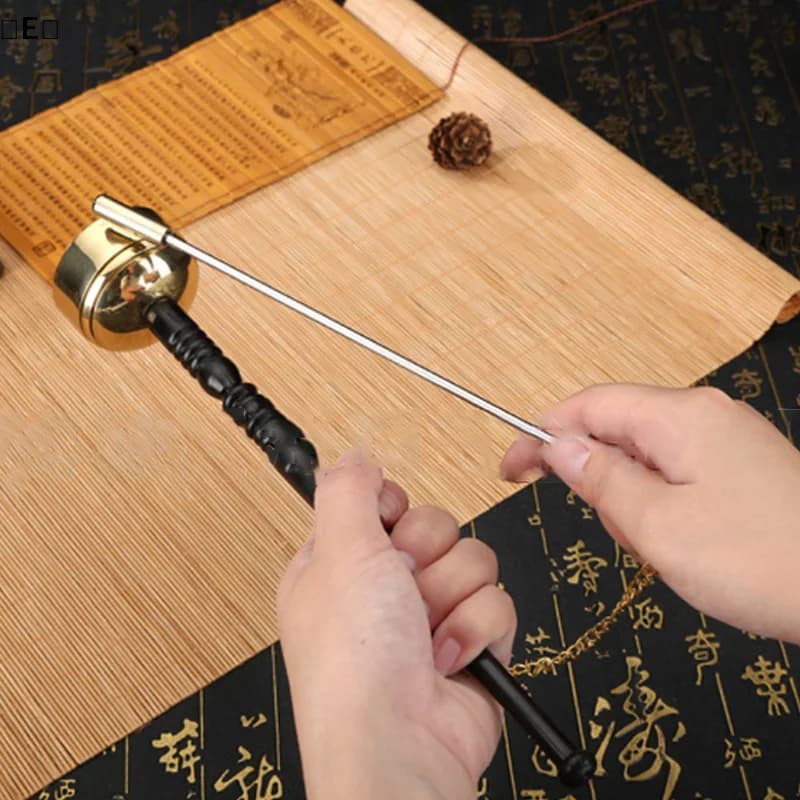 〔E〕Tibetan Meditation & Prayer Bell - Wooden Handle Brass Bell For Buddhism Singing Scripture Implement Temple Ceremony Supplies