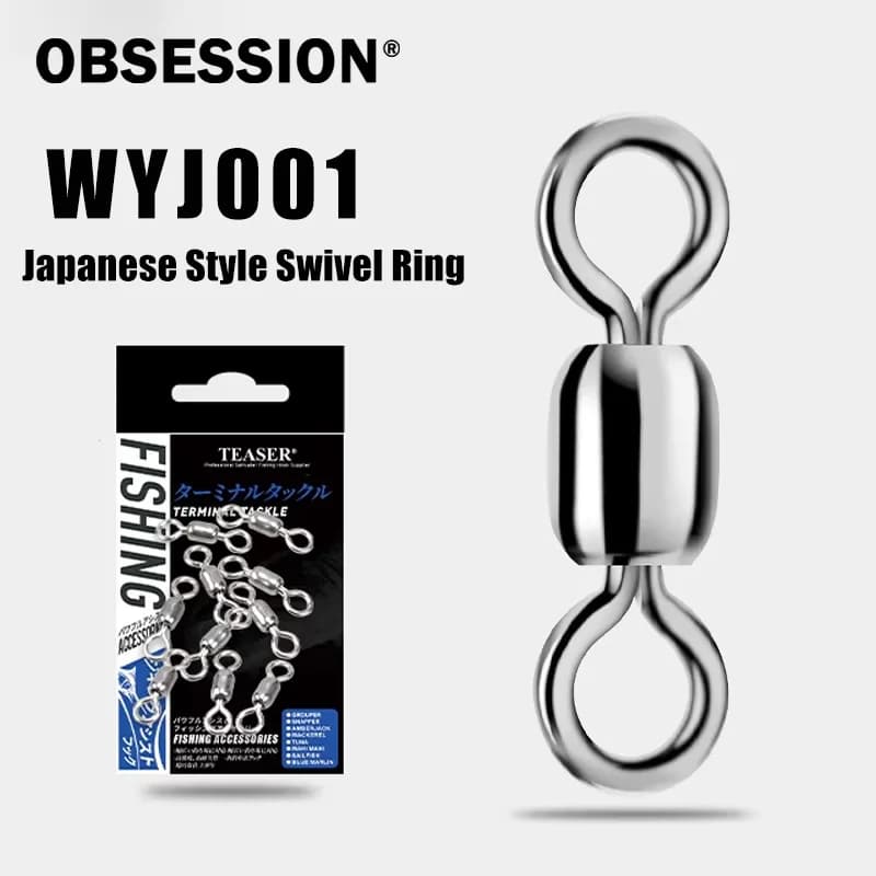 OBSESSIONE WYJ001 10 pcs/bag 1 # -8 # Rotating barrel straps with swivel salt water fishing bait connector for crane entirely made of stainless steel